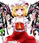  1girl absurdres ascot blonde_hair blush eo_(artist) eyes fang flandre_scarlet hat highres open_mouth red_eyes skirt skirt_set smile solo touhou wings 