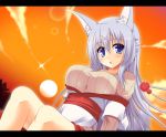  :o animal_ears blue_eyes blue_hair blush breasts long_hair original shirasu_youichi sweater tatese_tamiko 