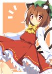  1girl animal_ears brown_hair cat_ears cat_tail chen hat multiple_tails oniku-chan red_eyes solo tail touhou 