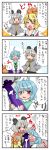  3girls 4koma ^_^ ahoge animal_ears blonde_hair blue_eyes blue_hair blush capelet closed_eyes comic crossed_arms grey_hair heterochromia karakasa_obake mouse_ears multiple_girls nazrin open_mouth red_eyes short_hair smile sweatdrop tatara_kogasa tears toramaru_shou touhou translation_request umbrella yuzuna99 