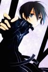  1boy black_eyes black_hair fingerless_gloves gloves kirito male short_hair sword_art_online tsukimori_usako 