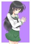  1girl black_hair girls_und_panzer isuzu_hana kyoukya_(kyouya02) long_hair school_uniform serafuku skirt solo 