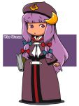  1girl alternate_costume book bow crescent hat long_hair onikobe_rin patchouli_knowledge purple_hair solo touhou violet_eyes 