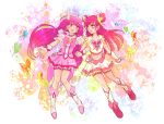  2girls bike_shorts boots bowtie brooch butterfly color_connection cure_dream cure_happy gloves hair_rings head_wings hoshizora_miyuki jewelry locked_arms long_hair magical_girl multiple_girls noji_(cotton) pink_eyes pink_hair precure shorts_under_skirt skirt smile smile_precure! tiara twintails wrist_cuffs yes!_precure_5 yumehara_nozomi 