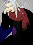  1boy butubutubutubutu hat jojo_no_kimyou_na_bouken leone_abbachio lipstick long_hair makeup scarf silver_hair solo 