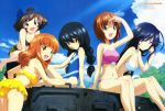 5girls akiyama_yukari bikini breasts cleavage girls_und_panzer highres isuzu_hana multiple_girls nishizumi_miho official_art reizei_mako scan swimsuit tagme takebe_saori 