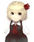  1girl looking_at_viewer looking_up mikazu rumia smile solo touhou white_background 