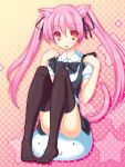 animal_ears cat_ears cat_tail ochinsama pink_hair red_eyes solo tail thigh-highs trap twintails 