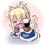 1girl =_= animal_ears blonde_hair cat_ears cat_tail chibi hoshizuki_(seigetsu) mizuhashi_parsee open_mouth puru-see scarf skirt sleepy solo tail touhou trembling 