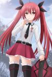  candy date_a_live itsuka_kotori lollipop long_hair necktie red_eyes redhead school_uniform skirt thigh-highs twintails 