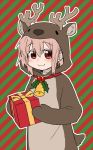  1girl animal_costume antlers gift kaname_madoka mahou_shoujo_madoka_magica pink_eyes pink_hair reindeer smile solo torinone 