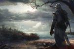  assassin&#039;s_creed assassin&#039;s_creed_iii bow_(weapon) connor_kenway gloves hood landscape sky weapon 