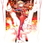  1girl 1ten blonde_hair breasts hair_ornament heterochromia highres long_hair looking_at_viewer neon_genesis_evangelion outstretched_arm outstretched_hand plugsuit rebuild_of_evangelion shikinami_asuka_langley solo souryuu_asuka_langley standing 