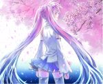  1girl cherry_blossoms detached_sleeves hatsune_miku long_hair petals pink_hair ris sakura_miku skirt solo thigh-highs twintails very_long_hair vocaloid 
