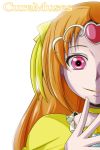  1girl character_name choker cure_muse_(yellow) heart long_hair magical_girl nishi_koutarou orange_hair out_of_frame pink_eyes precure shirabe_ako simple_background smile solo suite_precure tiara white_background 