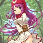  dragon_quest dragon_quest_ii headband long_hair princess_of_moonbrook purple_eyes purple_hair skirt smile violet_eyes wink 