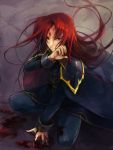  armor blood cape crouching fire_emblem fire_emblem:_seisen_no_keifu fire_emblem_genealogy_of_the_holy_war kaito_(sawayakasawaday) long_hair male red_eyes red_hair redhead sawayakasawaday solo squatting yurius_(fire_emblem) 