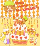  :o :p birthday blush_stickers bow cake candle chen chibi engrish eyelashes food fork gap hat iiioookkkaaa knife multiple_tails pastry ranguage tail tongue touhou yakumo_ran yakumo_yukari 