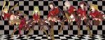  asmodeus bangs beelzebub belphegor black_hair black_legwear blazer blonde_hair boots breasts brown_hair checkered checkered_floor curly_hair drill_hair garter_straps garters green_hair grin highres knee_boots leviathan_(umineko) long_hair lucifer mammon multiple_girls necktie red_eyes satan side_ponytail smile stakes_of_purgatory tears thigh-highs thighhighs toriko_(artist) toritori twintails umineko_no_naku_koro_ni uniform vest white_hair 