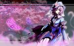  canary_(artist) hat japanese_clothes pink_hair red_eyes saigyouji_yuyuko short_hair touhou wallpaper 