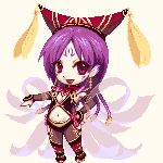  character_request chibi da_ji egawa_satsuki lowres midriff musou_orochi pixel_art purple_hair red_eyes 