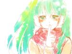  earmuffs finger_to_mouth green_eyes green_hair hatsune_miku mina_m scarf sketch solo tears vocaloid 