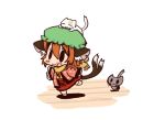  baku_taso cat cat_on_head chen chibi fang scarf touhou 