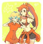  multicolored_hair nia_teppelin pocky ponytail red_hair redhead short_hair tengen_toppa_gurren_lagann thighhighs yellow_eyes yoko_littner yoko_ritona 