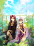  bird book brother_and_sister cape dove doves dress fire_emblem fire_emblem:_seisen_no_keifu fire_emblem_genealogy_of_the_holy_war formal garden hair_ribbon jewelry kaito_(sawayakasawaday) lavender_hair long_hair nature necklace pendant purple_eyes red_hair redhead ribbon sawayakasawaday siblings silver_hair yuria_(fire_emblem) yurius_(fire_emblem) 