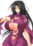  amano_mokuzu black_hair breasts cleavage cleavage_cutout huge_breasts kazehana long_hair ponytail red_eyes sekirei 