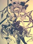  ascot bad_id coco_maru flandre_scarlet hat monochrome short_hair solo the_embodiment_of_scarlet_devil thighhighs touhou traditional_media wings 