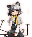  animal_ears blush capelet dowsing_rod faux_traditional_media grey_hair jewelry mouse_ears mouse_tail mousegirl nazrin nightea pendant red_eyes solo tail touhou translated 