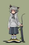 casual clothes_writing hooded_sweater nazrin shorts sixxxx skateboard solo tail touhou