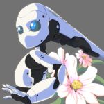  1girl blue_eyes bust drossel_von_flugel fireball_(series) flower oroshiso robot simple_background solo 