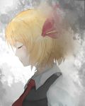  1girl blonde_hair closed_eyes hair_ribbon ribbon rumia short_hair solo touhou wino 