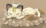  cat closed_eyes magical_ondine meowth no_humans pokemon pokemon_(anime) pokemon_(game) sleeping tail 