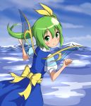  1girl daiyousei from_behind green_eyes green_hair hair_ribbon looking_back orange-pengin ribbon side_ponytail solo touhou 