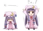  bow chibi crescent hair_bow hat long_hair maruki_(punchiki) patchouli_knowledge purple_hair solo touhou violet_eyes white_background 