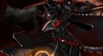  alien battle beta_(muvluv) blood chainsaw claws gomi_kushige mecha monster muvluv science_fiction sparks su-47 teeth 