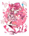  1girl boots cherry_blossoms cure_blossom dress hanasaki_tsubomi heart heartcatch_precure! long_hair magical_girl open_mouth petals pink_eyes pink_hair ponytail precure ribbon ringetsumon smile 