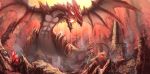  1girl burning_eyes dragon fireball highres pixiv_fantasia thigh-highs twintails zhouran 
