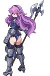  armor ass disgaea disgaea_d2 e79 hairband halberd heavy_knight_(disgaea) long_hair lowres pixel_art polearm purple_hair red_eyes weapon 