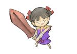  bandages barefoot black_hair capcom child japanese_clothes kuninushi official_art onimusha_soul ookami_(game) ookamiden solo wooden_sword 