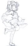  bloomers chen fang highres monochrome sketch smile solo tachikawa touhou underwear 