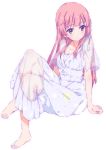  1girl barefoot dress fuyuumi_ai long_hair mizuki_makoto ore_no_kanojo_to_osananajimi_ga_shuraba_sugiru pink_hair 