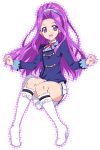  1girl aikatsu! boots kanzaki_mizuki long_hair mizuki_makoto purple_hair school_uniform sitting skirt 