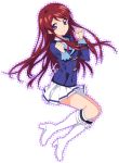  1girl aikatsu! boots brown_hair jumping long_hair mizuki_makoto school_uniform shibuki_ran skirt 