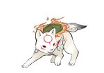 capcom chibi chibiterasu dog flame no_humans official_art onimusha_soul ookami_(game) ookamiden puppy reflector solo weapon wolf 