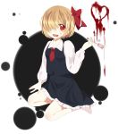  blood blood_in_mouth blood_on_face fork hachimitsu_ame_(phoenix) hair_over_one_eye rumia sitting solo touhou 