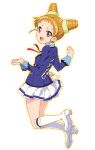  1girl aikatsu! arisugawa_otome brown_hair jumping mizuki_makoto school_uniform skirt 